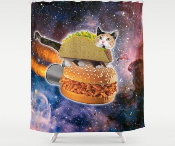 Space Cat Shower Curtain