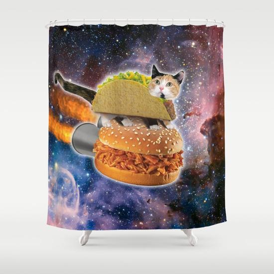 Space Cat Shower Curtain