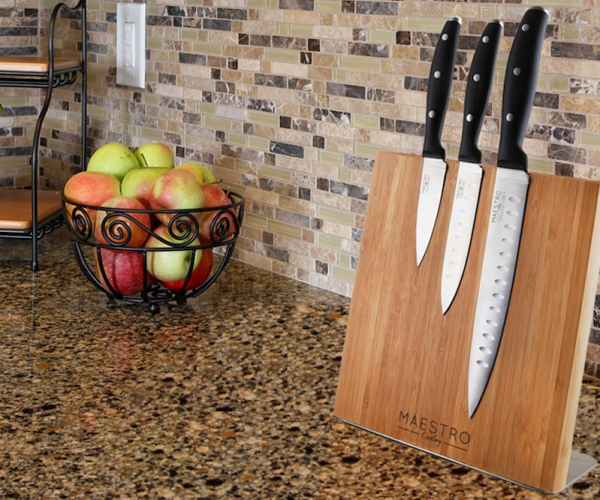 Bamboo Wood Magnetic Knife Block